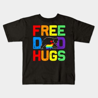 LGBTQ Bear Free Dad Hugs Proud Ally Flag Pride Kids T-Shirt